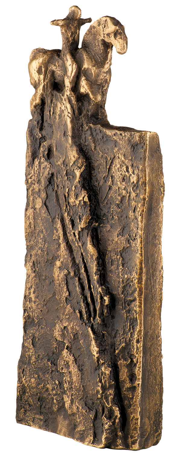 Christoph Fischer: Skulptur 'Kleine Balance' (2023), Version Bronze braun