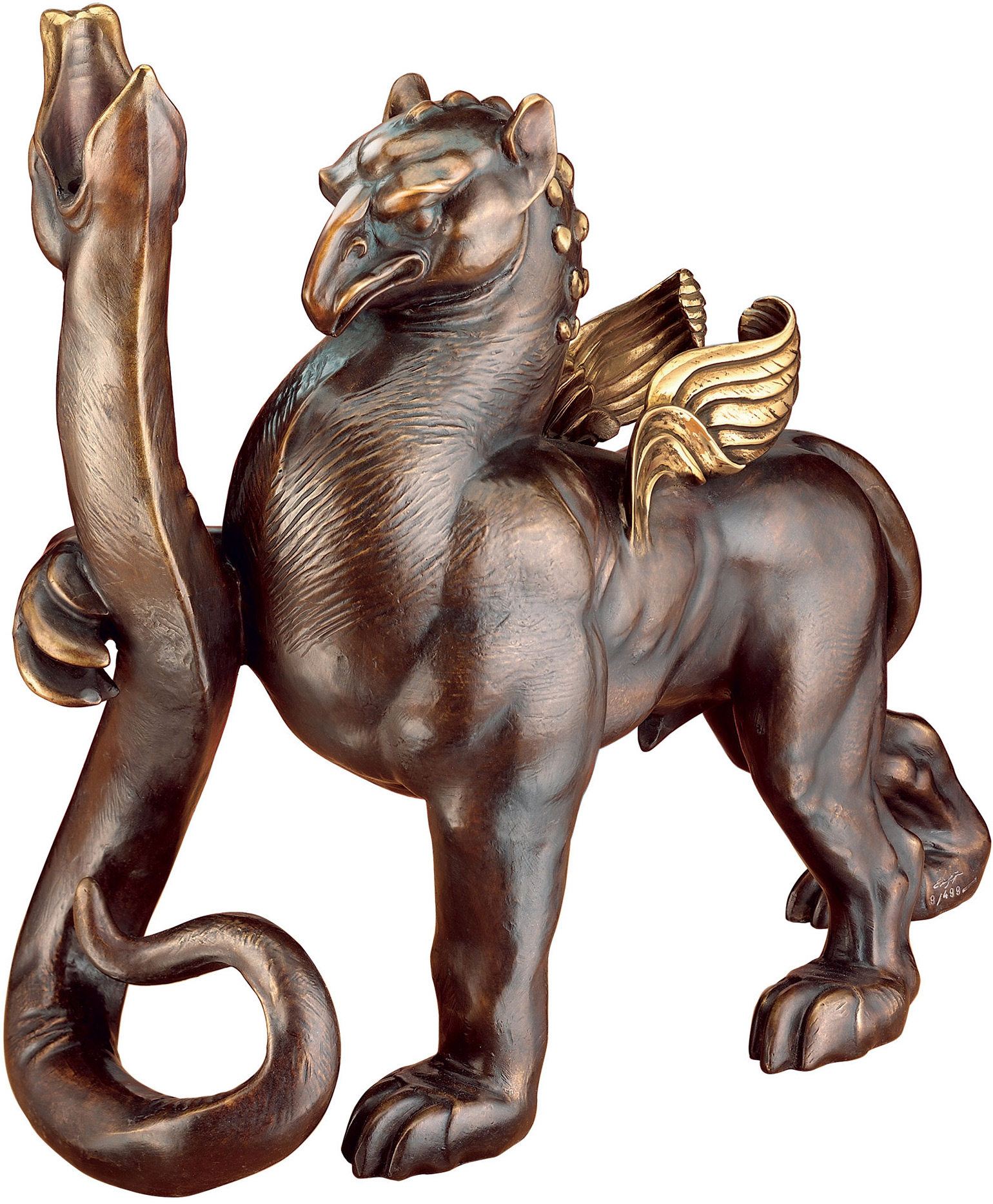 Ernst Fuchs : Sculpture / chandelier 'Greif und Schlange' (2006), version en bronze