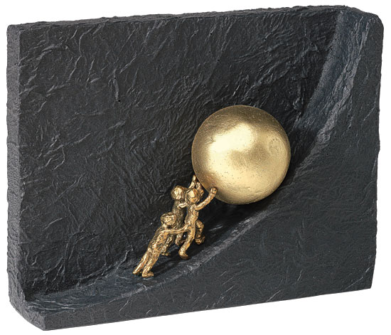 Kerstin Stark: Sculptuur 'Samen iets bewegen', brons met kunststeen