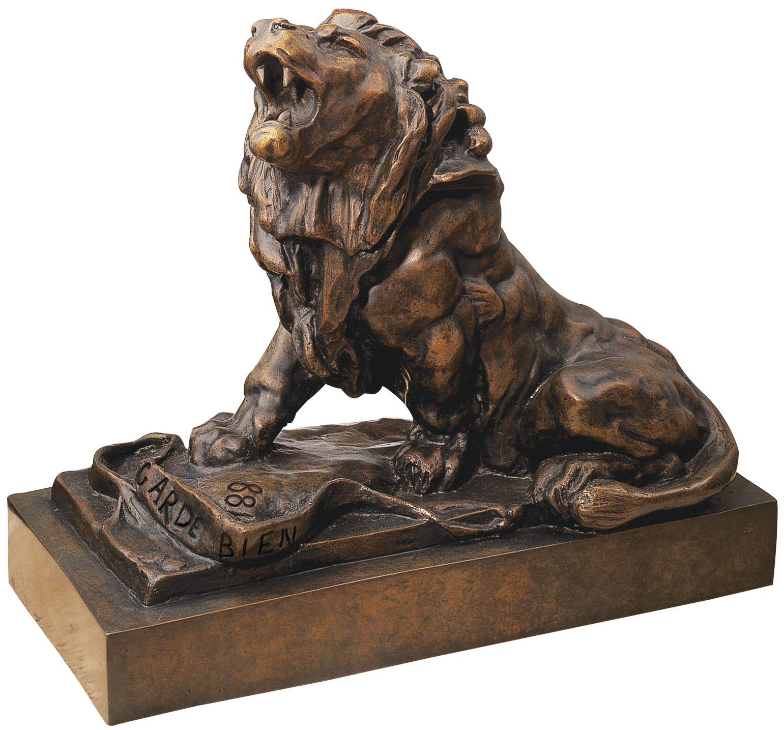 Auguste Rodin: Skulptur 'Der weinende Löwe' (Le lion qui pleure), Version in Kunstbronze
