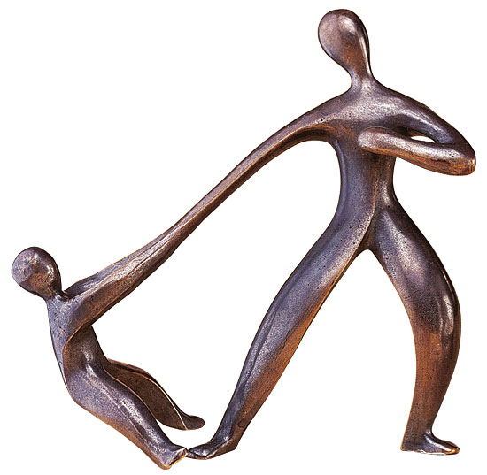 Johannes D. Zoller: sculptuur 'Vader - Zoon', brons