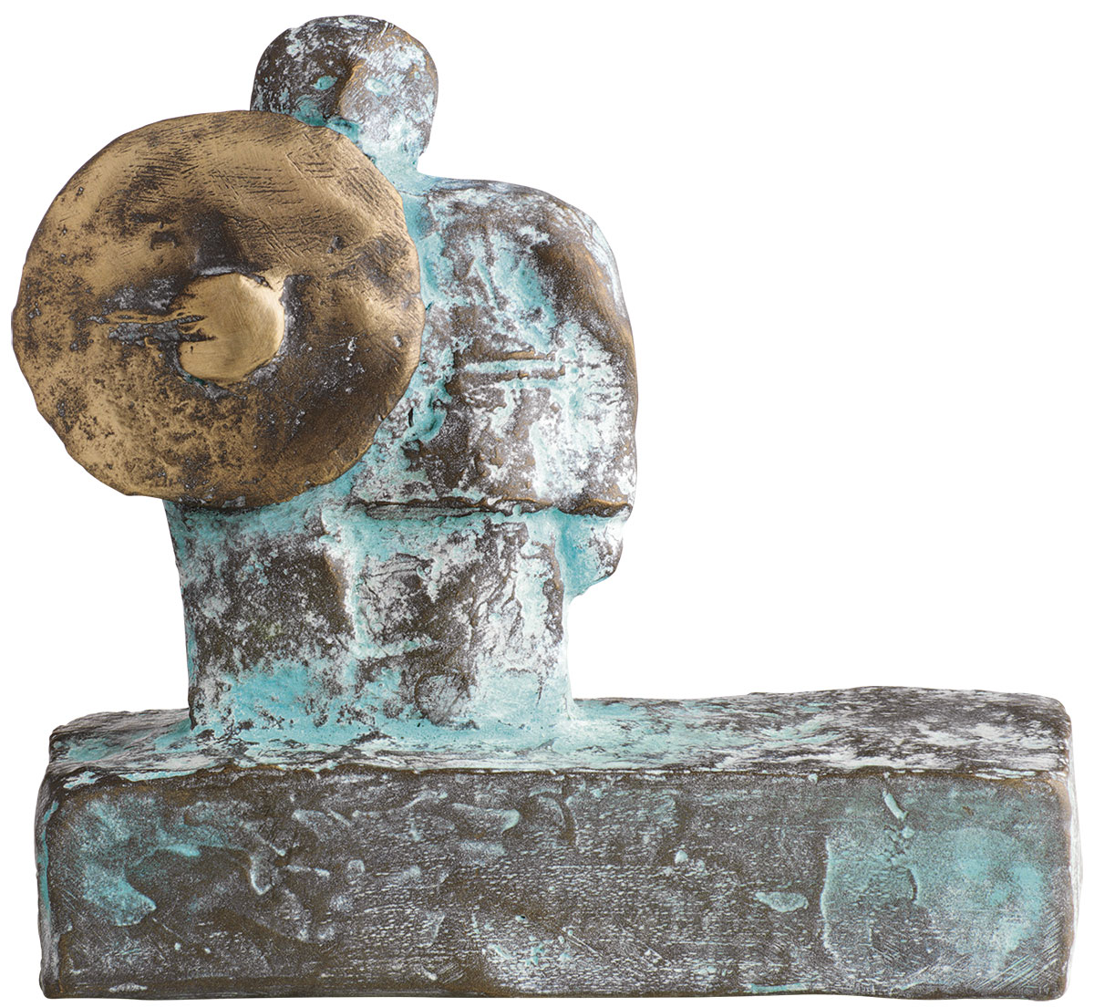 Christoph Fischer: Skulptur 'Wächter' (2023), Version Bronze grün