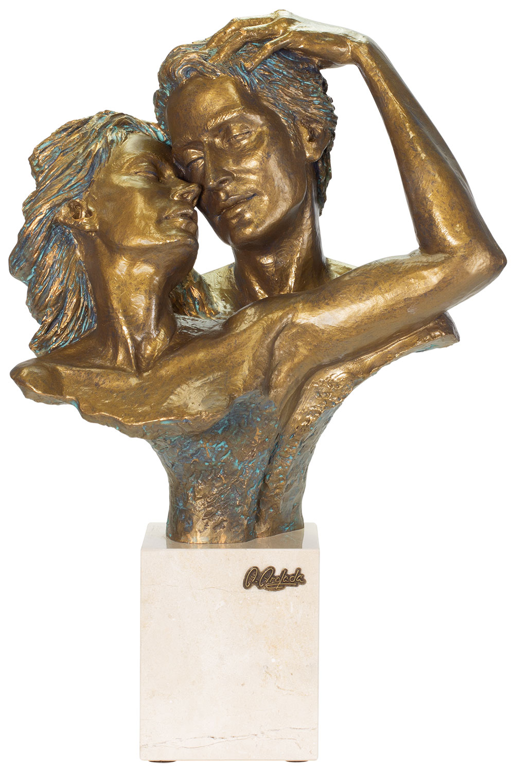 Angeles Anglada: Skulptur 'Vertrauen', Kunstguss Steinoptik