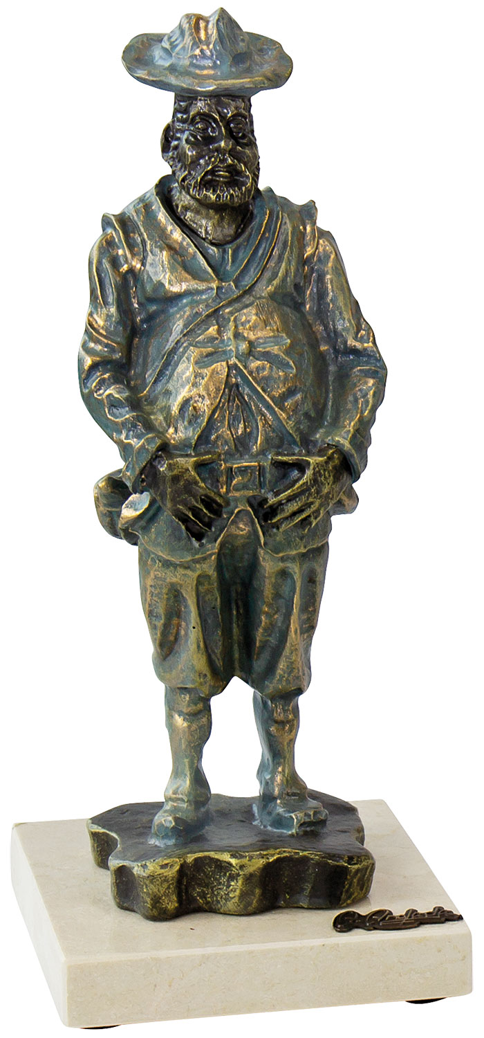 Angeles Anglada: Skulptur 'Sancho Panza', Kunstguss Steinoptik