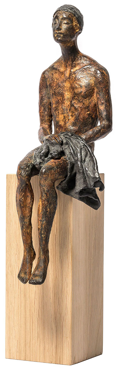 Raffaella Benetti: Skulptur 'Nuotatore III', Bronze auf Holz