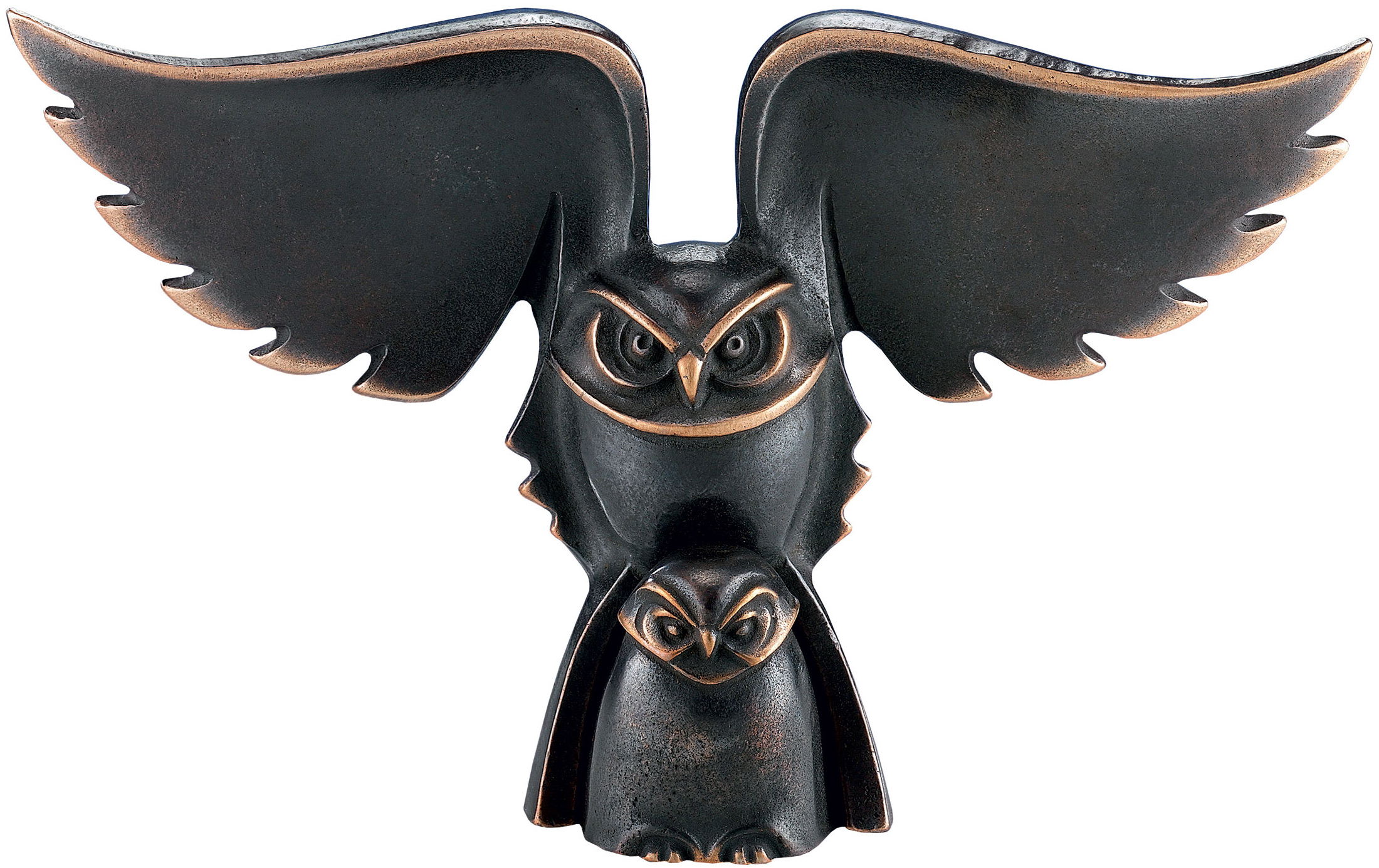 Jochen Bauer: sculptuur 'Uil met kind', brons