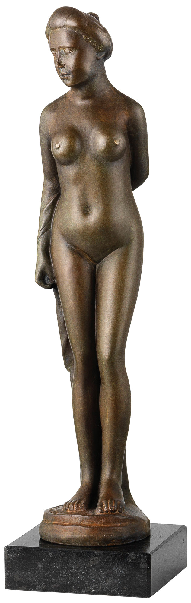 Aristide Maillol: Skulptur 'Baigneuse debout drapée - Stehende Badende mit Tuch' (1900), Reduktion in Bronze
