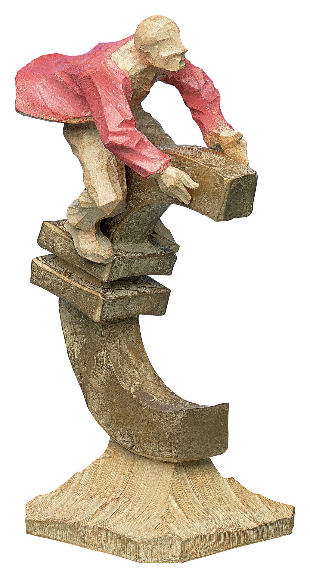 Roman Johann Strobl : Sculpture en bois 'Banker', fonte d'art finition bois