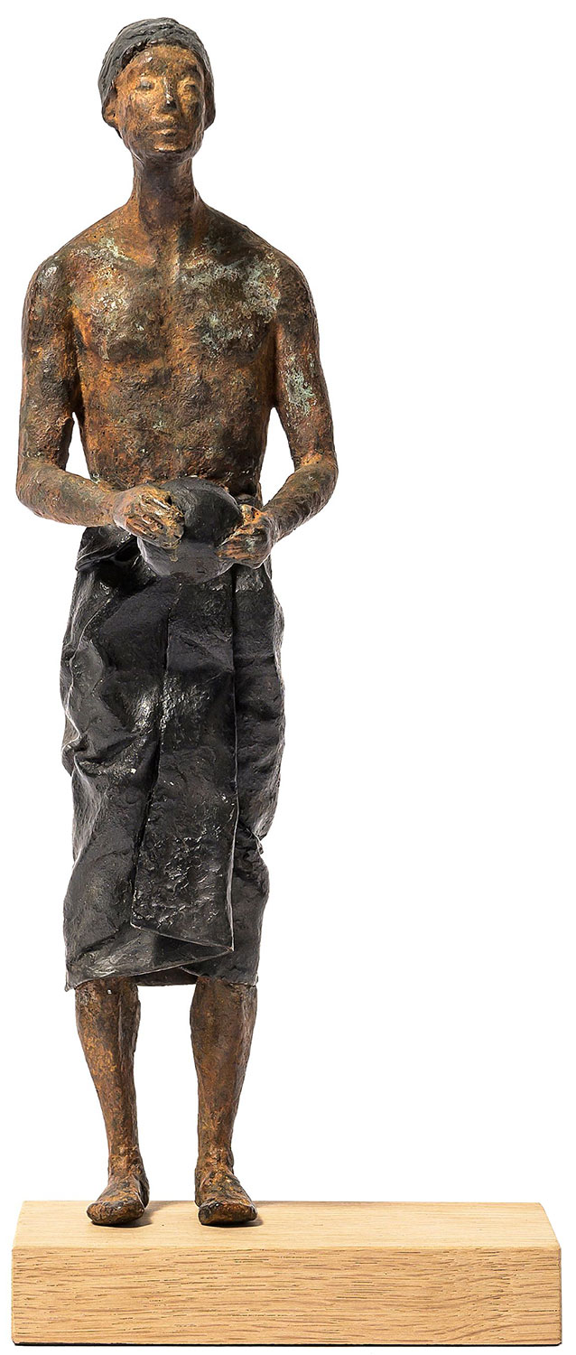 Raffaella Benetti: Skulptur 'Nuotatore I', Bronze auf Holz