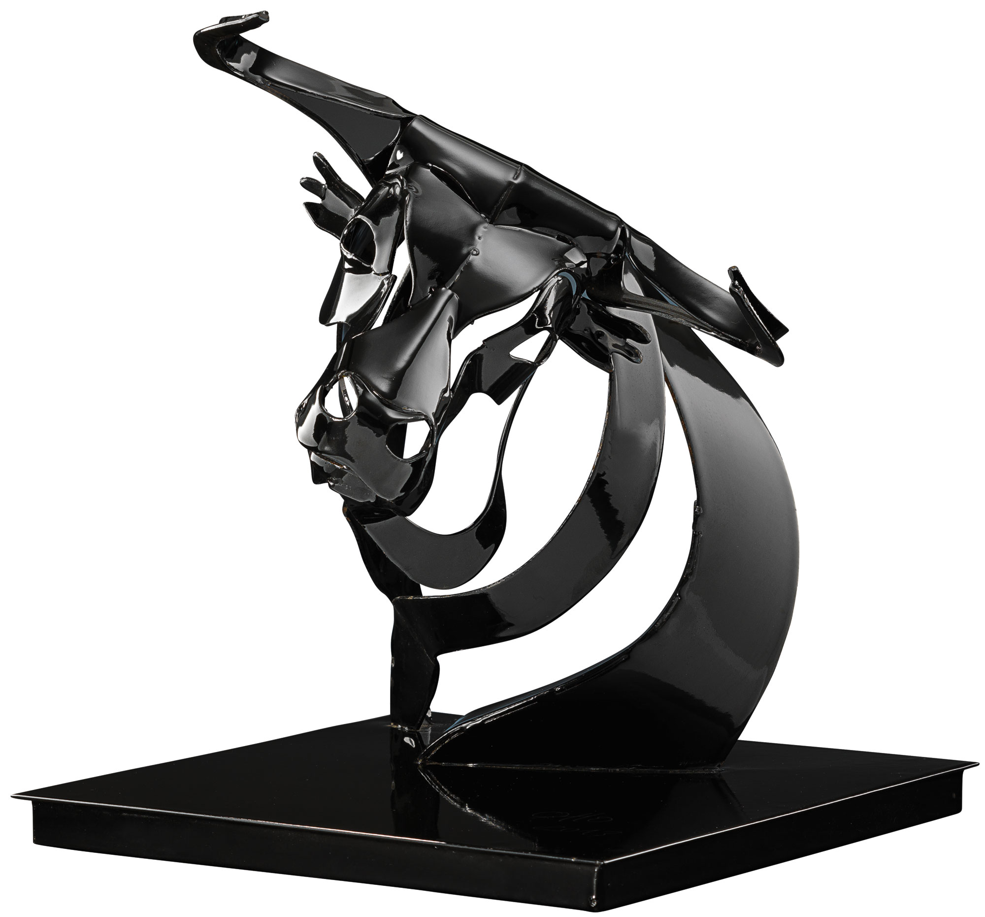 Thomas Otto: Stahlskulptur 'Bull de la noche II' (2013), Version schwarz