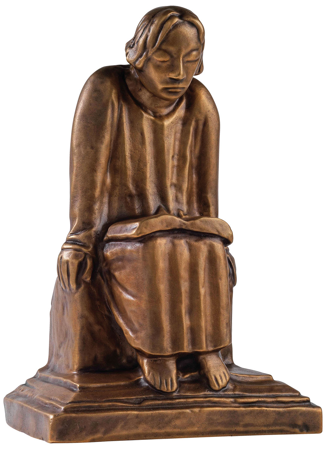 Ernst Barlach: Houten sculptuur 'Kloosterleerling lezen' (1930), reductie in brons