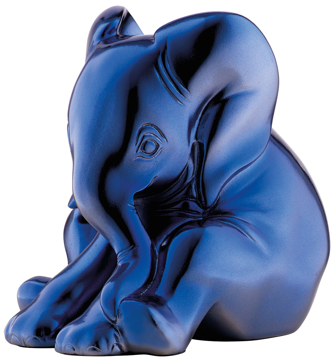 Jagna Weber: sculptuur 'Kleine olifant', gegoten versie in metallic blauw