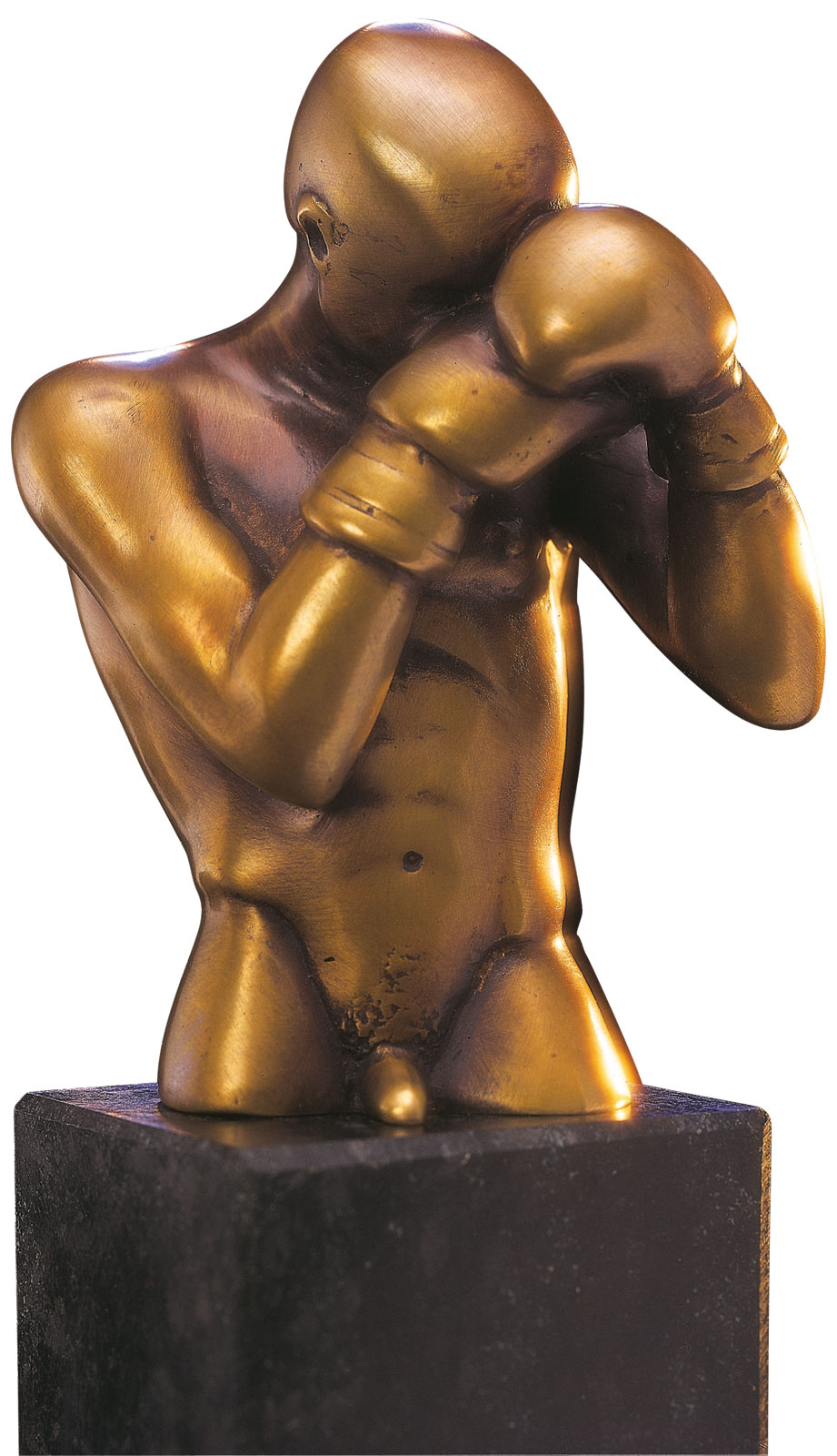 Bruno Bruni: Skulptur 'Der Boxer' (1996), Bronze auf Steinsockel