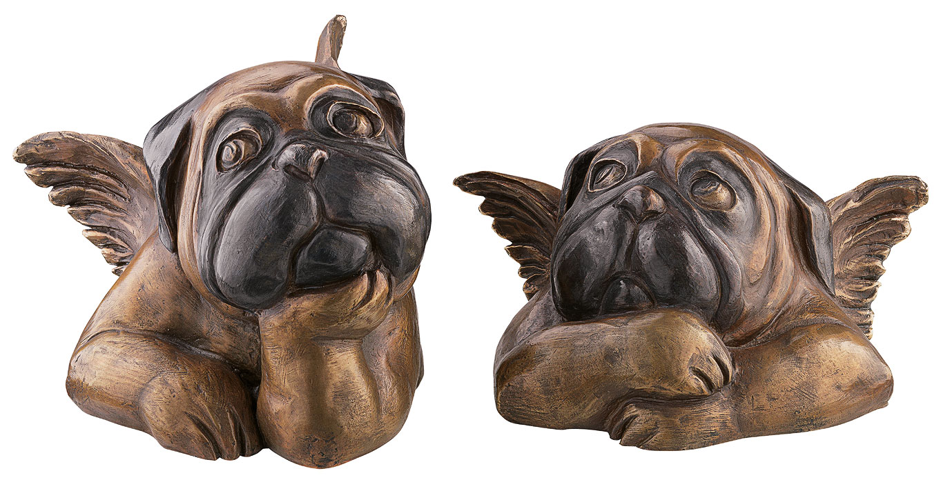 Loriot: Skulpturenset 'Sixtinische Möpse', Version in Bronze