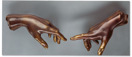 Michelangelo Buonarroti: Wandobjekt 'Die Erschaffung des Adams', Version in Bronze Michelangelo Buonarroti: Wandobjekt 'Die Erschaffung des Adams', Version in Bronze