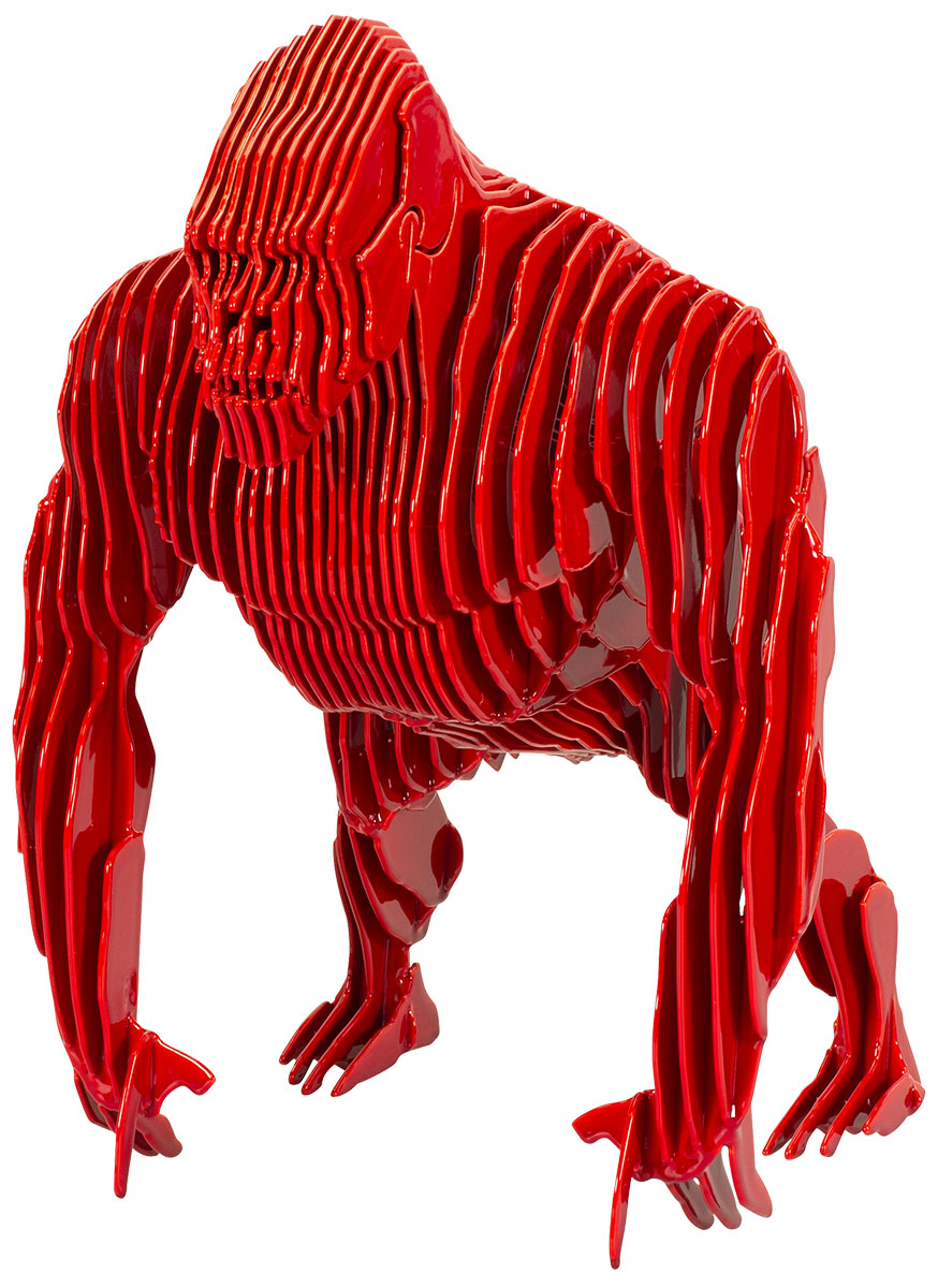 Stahlskulptur 'Gorilla', rote Version
