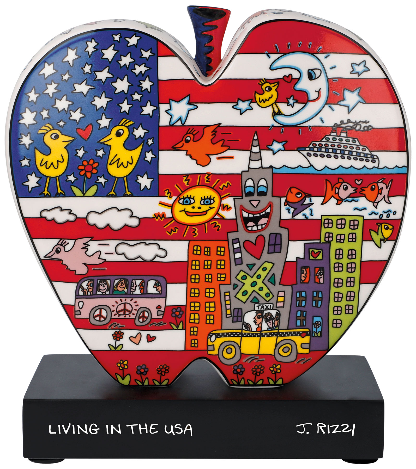 James Rizzi: Porseleinen object 'Leven in de VS', sculptuur