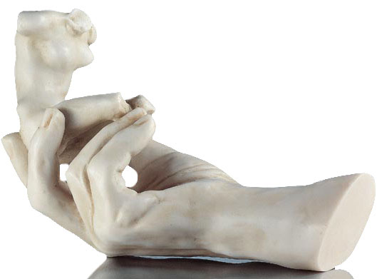 Auguste Rodin: Skulptur 'Die Hand Gottes' (1917), Version in Kunstmarmor